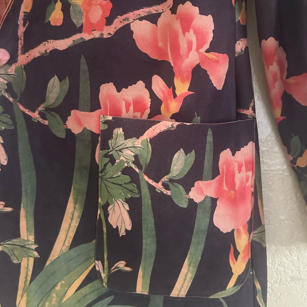 Tempo Paris Floral Blazer with Red and Green Accents